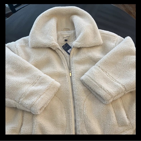 Universal Thread Faux Shearling Zip Up Coat With Pockets Cream Beige Size 4x - Picture 5 of 7